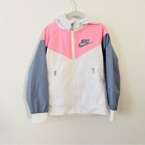 Nike Girls Windbreaker White and Pink Jacket